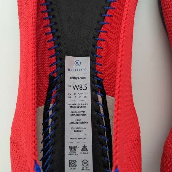 ♥️NWOT Rothy's The Point Flame Red Woman's Flat Shoes♥️ - Picture 9 of 16